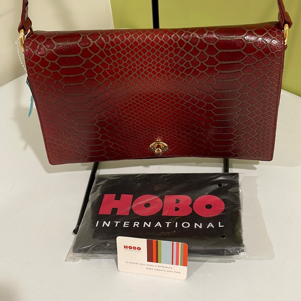 NEW Hobo International red leather embossed purse w/ dust bag